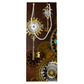 Steampunk roestige achtergrond met turquoise glaze wijn cadeautas (Achterkant)