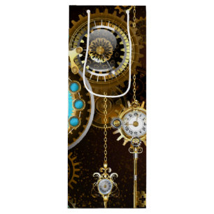 Steampunk roestige achtergrond met turquoise glaze wijn cadeautas