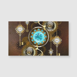 Steampunk Roestige Achtergrond met Turquoise Lenze