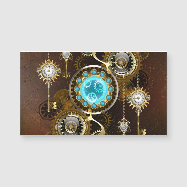 Steampunk Roestige Achtergrond met Turquoise Lenze (Voorkant)