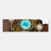 Steampunk Roestige Achtergrond met Turquoise Lenze Bumpersticker (Voorkant)