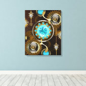 Steampunk Roestige Achtergrond met Turquoise Lenze Canvas Afdruk (Insitu (Houten vloer))