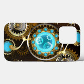 Steampunk Roestige Achtergrond met Turquoise Lenze Case-Mate iPhone Case (Achterkant (horizontaal))