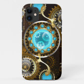 Steampunk Roestige Achtergrond met Turquoise Lenze Case-Mate iPhone Case (Achterkant)