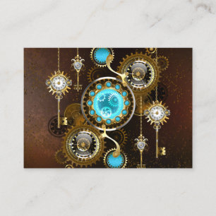 Steampunk Roestige Achtergrond met Turquoise Lenze Contactkaartje