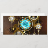 Steampunk Roestige Achtergrond met Turquoise Lenze Feestdagenkaart (Voorkant / Achterkant)
