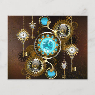 Steampunk Roestige Achtergrond met Turquoise Lenze Flyer