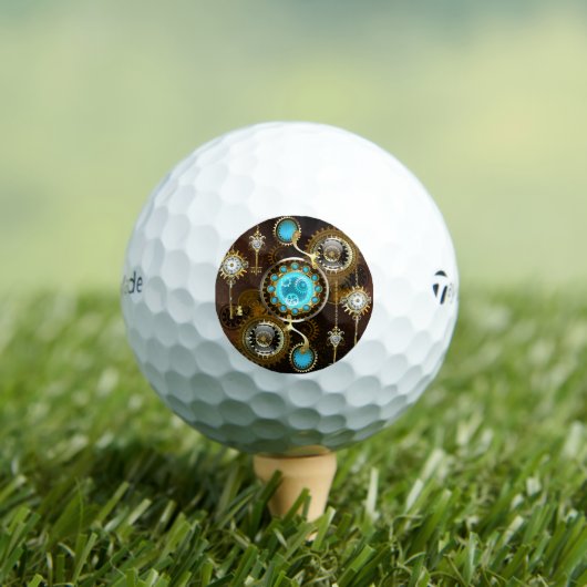 Steampunk Roestige Achtergrond met Turquoise Lenze Golfballen (Insitu Shirt)