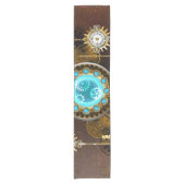 Steampunk Roestige Achtergrond met Turquoise Lenze Korte Tafelloper (Voorkant)