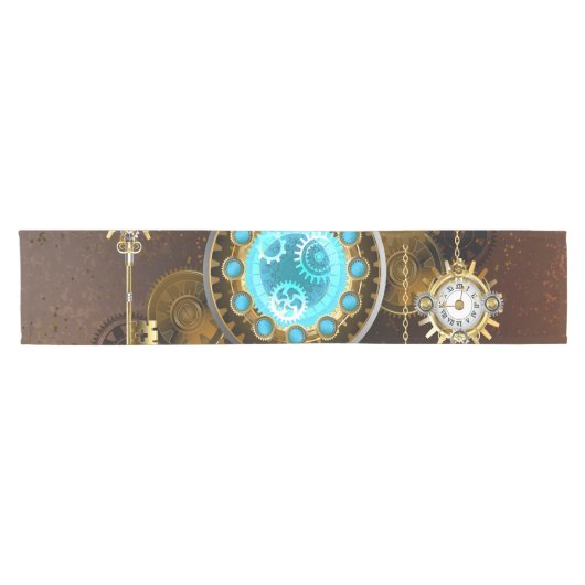Steampunk Roestige Achtergrond met Turquoise Lenze Korte Tafelloper (Horizontaal)