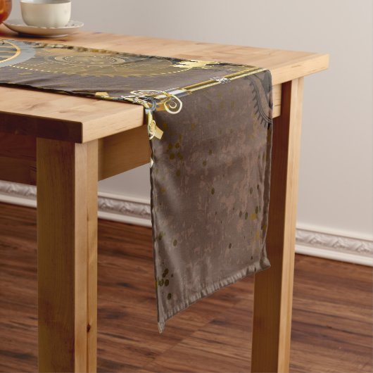 Steampunk Roestige Achtergrond met Turquoise Lenze Korte Tafelloper (Voorbeeld)