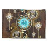 Steampunk Roestige Achtergrond met Turquoise Lenze Kussensloop (Achterkant)