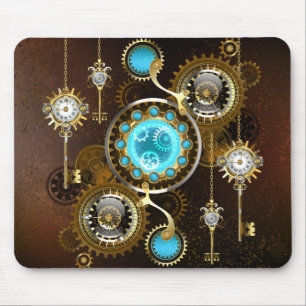 Steampunk Roestige Achtergrond met Turquoise Lenze Muismat
