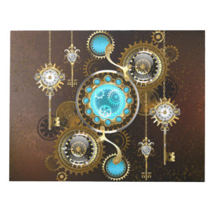 Steampunk Roestige Achtergrond met Turquoise Lenze Notitieblok