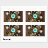 Steampunk Roestige Achtergrond met Turquoise Lenze Rechthoekige Sticker (Vel)
