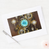 Steampunk Roestige Achtergrond met Turquoise Lenze Rechthoekige Sticker (Envelop)