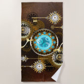 Steampunk Roestige Achtergrond met Turquoise Lenze Strandlaken (Voorkant)