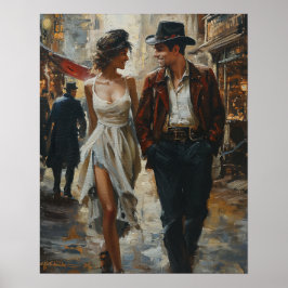 Steampunk Romance -  stijl Waterverf Art Poster