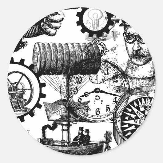 steampunk ronde sticker (Voorkant)