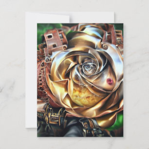 Steampunk Roos met surrealistisch gezicht - Mechan Briefkaart