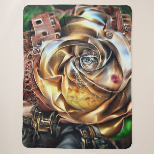 Steampunk Roos met surrealistisch gezicht - Mechan Sherpa Deken