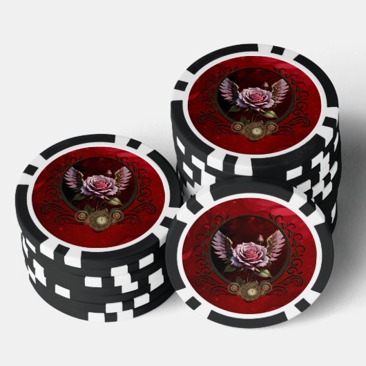 Steampunk-roos Poker Chips (Opstapeling)