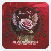 Steampunk-roos Vierkante Sticker (Voorkant)