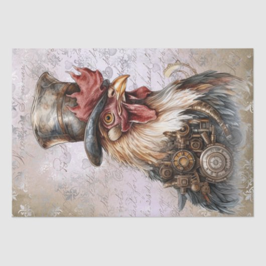 Steampunk Rooster Tissuepapier (Voorkant)