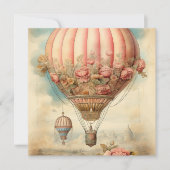  Steampunk Roze Bloemen Hete Luchtballon (Voorkant)
