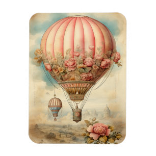  Steampunk Roze Bloemen Hete Luchtballon Magneet