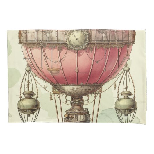  Steampunk Roze Hete Luchtballon (2) Kussensloop (Voorkant-Links)