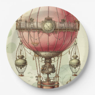 Steampunk Roze Hete Luchtballon (2) Papieren Bordje