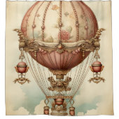 Steampunk Roze Hete Luchtballon Douchegordijn (Voorkant)