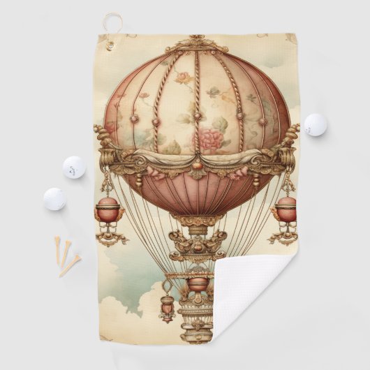 Steampunk Roze Hete Luchtballon Golfhanddoek (Insitu)