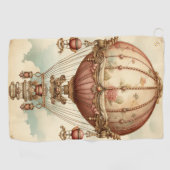 Steampunk Roze Hete Luchtballon Golfhanddoek (Horizontaal)