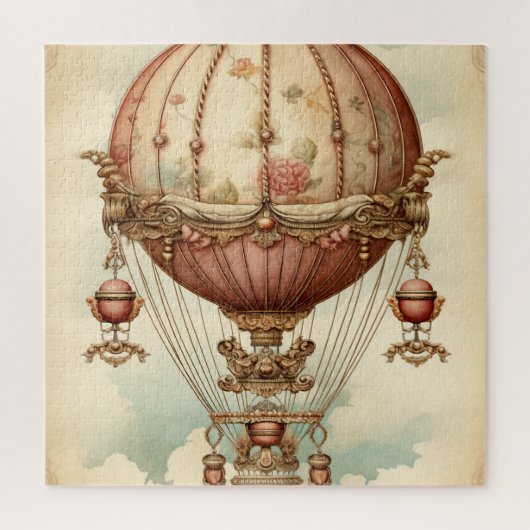  Steampunk Roze Hete Luchtballon Legpuzzel (Verticaal)