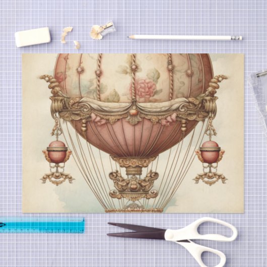 Steampunk Roze Hete Luchtballon Tissuepapier (Craft)