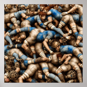 Steampunk Rugby - Rugby-schilderijen afdrukken Poster