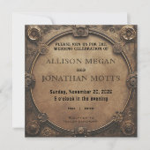Steampunk Rustic Industrial Wedding Invitation Kaart (Voorkant)