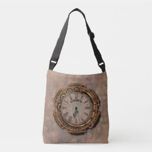 Steampunk Rusty Art Deco Clock Crossbody Tas