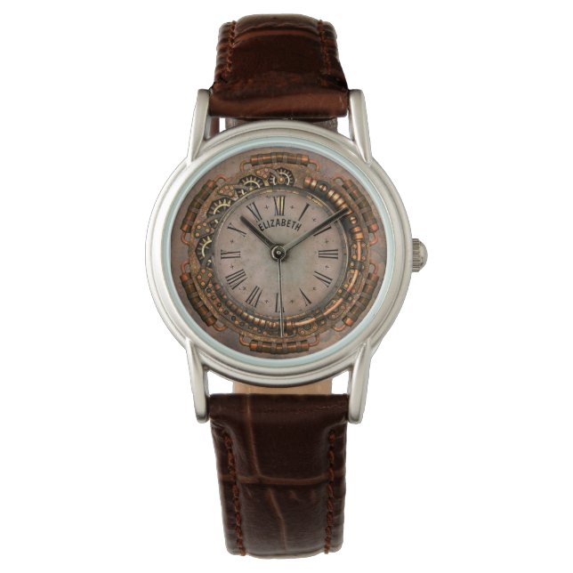 Steampunk  Rusty Art Deco Clock Horloge (Voorkant)