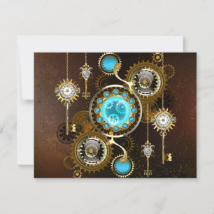 Steampunk Rusty Background met Turquoise Lenses Advieskaart