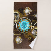 Steampunk Rusty Background met Turquoise Lenses Badhanddoek (Badhanddoek)
