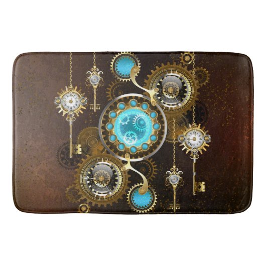 Steampunk Rusty Background met Turquoise Lenses Badmat (Voorkant)