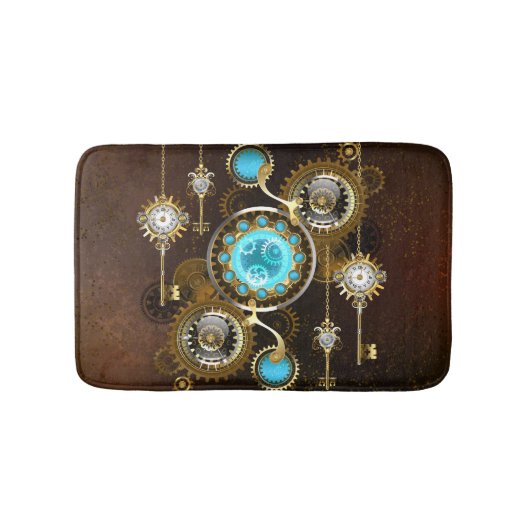 Steampunk Rusty Background met Turquoise Lenses Badmat (Voorkant)