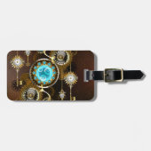 Steampunk Rusty Background met Turquoise Lenses Bagagelabel (Voorkant horizontaal)