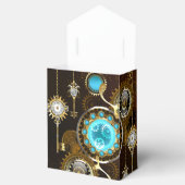 Steampunk Rusty Background met Turquoise Lenses Bedankdoosjes (Geopend)