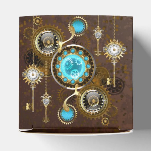 Steampunk Rusty Background met Turquoise Lenses Bedankdoosjes (Bovenkant)