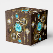 Steampunk Rusty Background met Turquoise Lenses Bedankdoosjes (Achterkant)