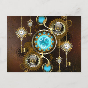 Steampunk Rusty Background met Turquoise Lenses Briefkaart
